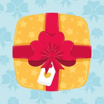 Gift box with red bow and star pattern design Vector Illustrazione stock