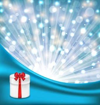 Gift box with red bow on glowing background イラスト素材