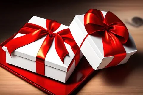 Gift box with red bow Stock Illustration