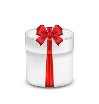 Gift box with red bow isolated on white background Illustrazione stock