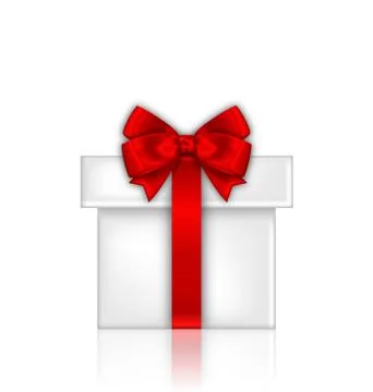 Gift Box with Red Bow Isolated on White Background Stock Illustration
