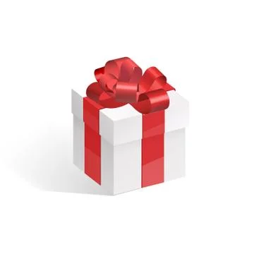 Gift box with red bow isolated on white background. Stock Illustration