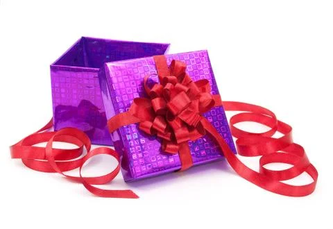 Gift box with red bow Stock Photos