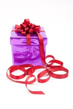 Gift box with red bow Stock Photos