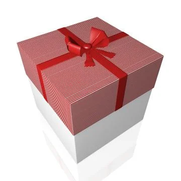 Gift box with red bow ribbon isolated Stock Illustration
