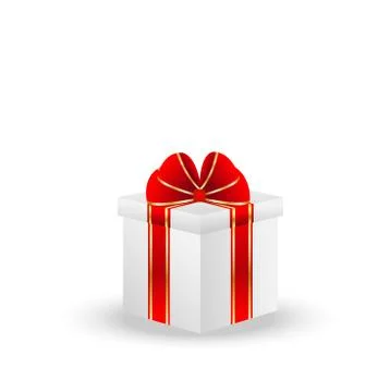 Gift box with a red bow on a white background Stock Illustration