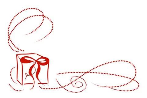 Gift box with a red bow on a white background, copy space, illustration Stock Illustration