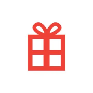 Gift Box Red Icon On White Background. Red Flat Style Vector Illustration. Illustrazione stock