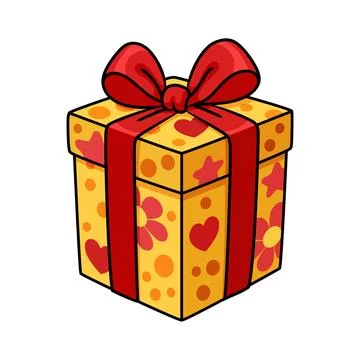Gift box with red ribbon bow. Illustrazione stock