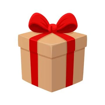 Gift box with red ribbon bow. Illustrazione stock