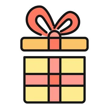 Gift box with a red ribbon delivering a present Stock Illustration