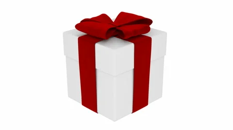 Gift box with red ribbon Stockbeeldmateriaal 56047381