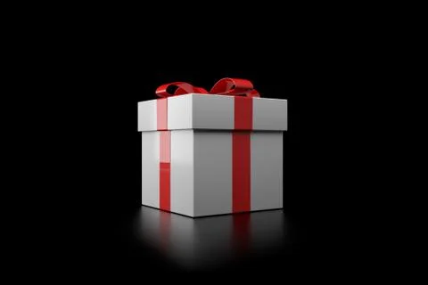 Gift box with red ribbon Stock Illustration