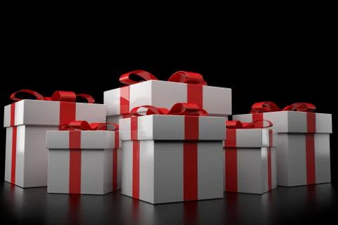Gift box with red ribbon Stock Illustration