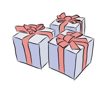 Gift box with red ribbon Stock Illustration