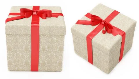 Gift box with red ribbon Stock Illustration