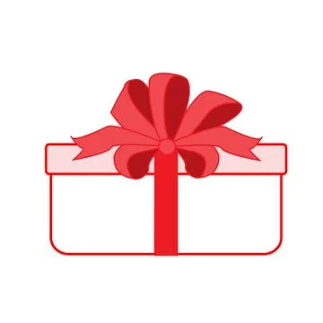 Gift box with red ribbon. Vector icon. Flat style Stock Illustration