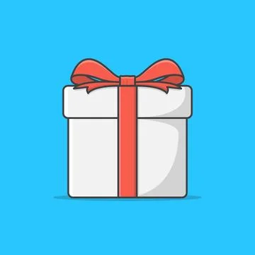 Gift Box With Red Ribbon Vector Icon Illustration. Gift Presents View Top. .. 스톡 일러스트