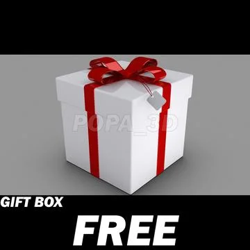 Gift Box with Red rubbons 3D Model