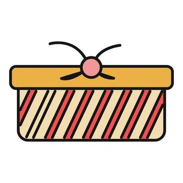 Gift box with red stripes and pink bow Stock Illustration