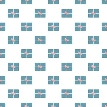 Gift box repeating pattern with pink ribbon Stock Illustration