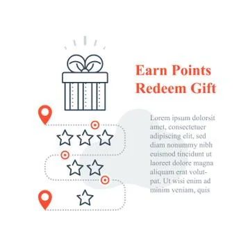 Gift box, reward program, incentive present, win special prize, earn loyalty  Stock Illustration