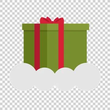 Gift box with ribbon and cloud icon in cartoon style on a white background Stockillustratie