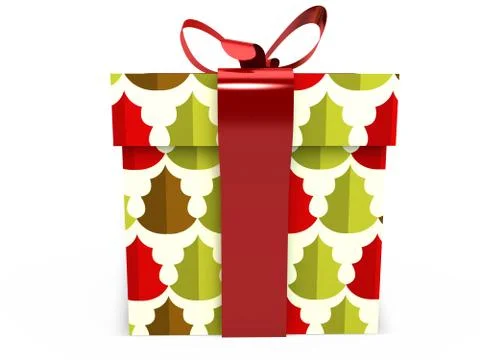 Gift box with ribbon bow 3d illustration rendering Illustrazione stock