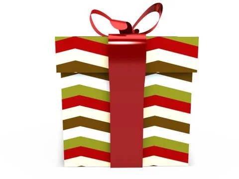 Gift box with ribbon bow 3d illustration rendering Stock Illustration