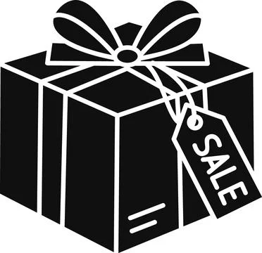 Gift box with ribbon bow and sale tag icon 库存插图