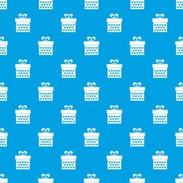 Gift box with ribbon bow pattern seamless blue Stock Illustration