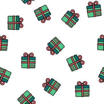 Gift box with ribbon bow vector seamless pattern Stock Illustration