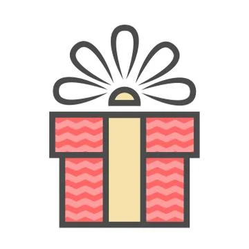 Gift box with ribbon. flat design. banners, graphic or website layout template Stock Illustration