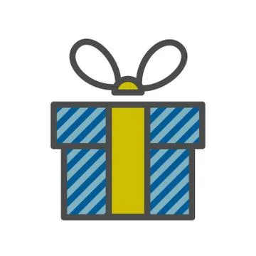 Gift box with ribbon. flat design. banners, graphic or website. Blue gift Stock Illustration