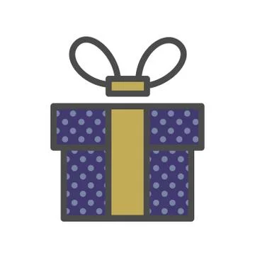 Gift box with ribbon. flat design. banners, graphic or website. Dark blue gift Stock Illustration