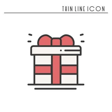 Gift box with ribbon icon. Present, giftbox. New Year celebration holidays de Stock Illustration