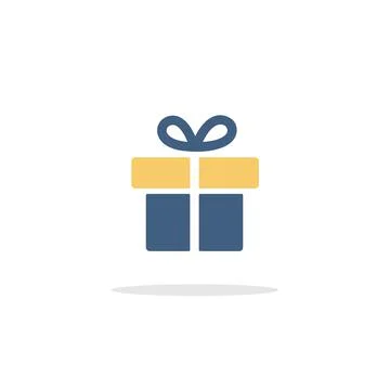 Gift. Box with ribbon. Icon with shadow. Commerce glyph vector illustration Stock Illustration