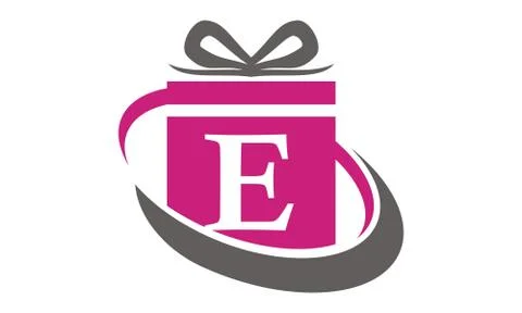 Gift Box Ribbon Letter E 스톡 일러스트