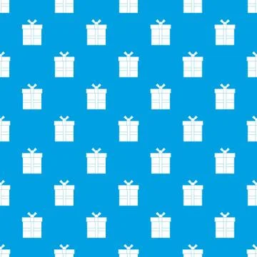 Gift box with ribbon pattern seamless blue Stock Illustration