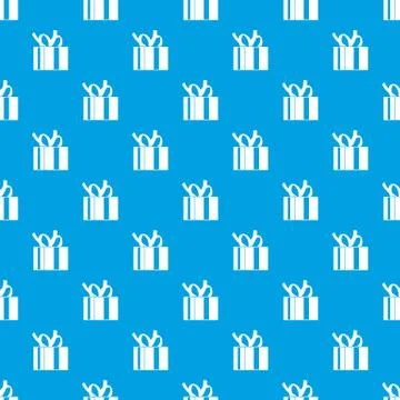 Gift box with ribbon pattern seamless blue Stock Illustration