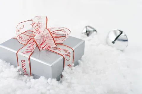 Gift box with ribbon Stock Photos