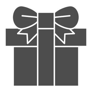 Gift box with ribbon solid icon. Christmas present vector illustration isolated 스톡 일러스트