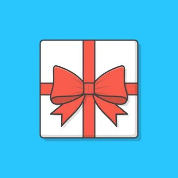 Gift Box With Ribbon Vector Icon Illustration. Gift Presents Top View. Gift.. 스톡 일러스트