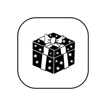 Gift box with a ribbon. Vector illustration in the form of a square black and Stock Illustration
