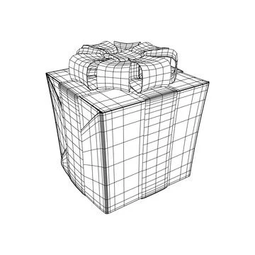 Gift Box with ribbon wireframe Stock Illustration