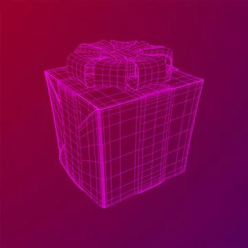 Gift Box with ribbon wireframe Stock Illustration
