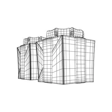 Gift Box with ribbon wireframe Stock Illustration