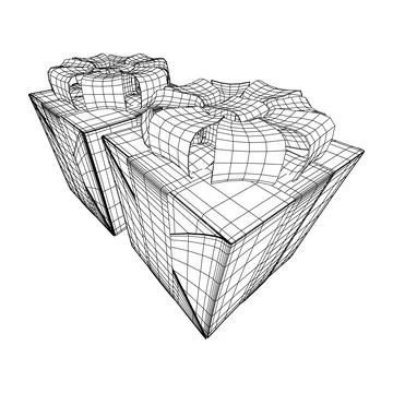 Gift Box with ribbon wireframe Stock Illustration