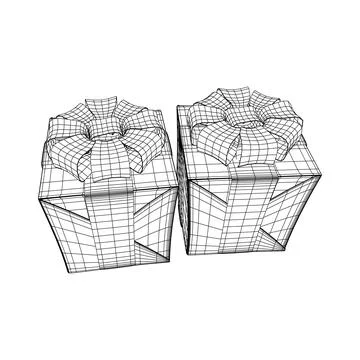Gift Box with ribbon wireframe Stock Illustration
