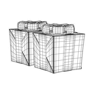 Gift Box with ribbon wireframe Stock Illustration